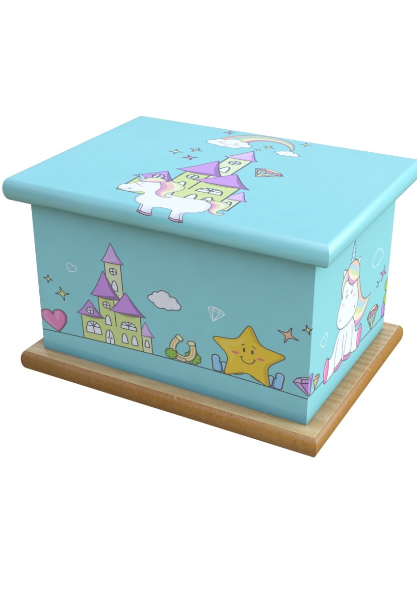 Unicorn Castle Cremation Ashes Wooden Child/Infant Urn 